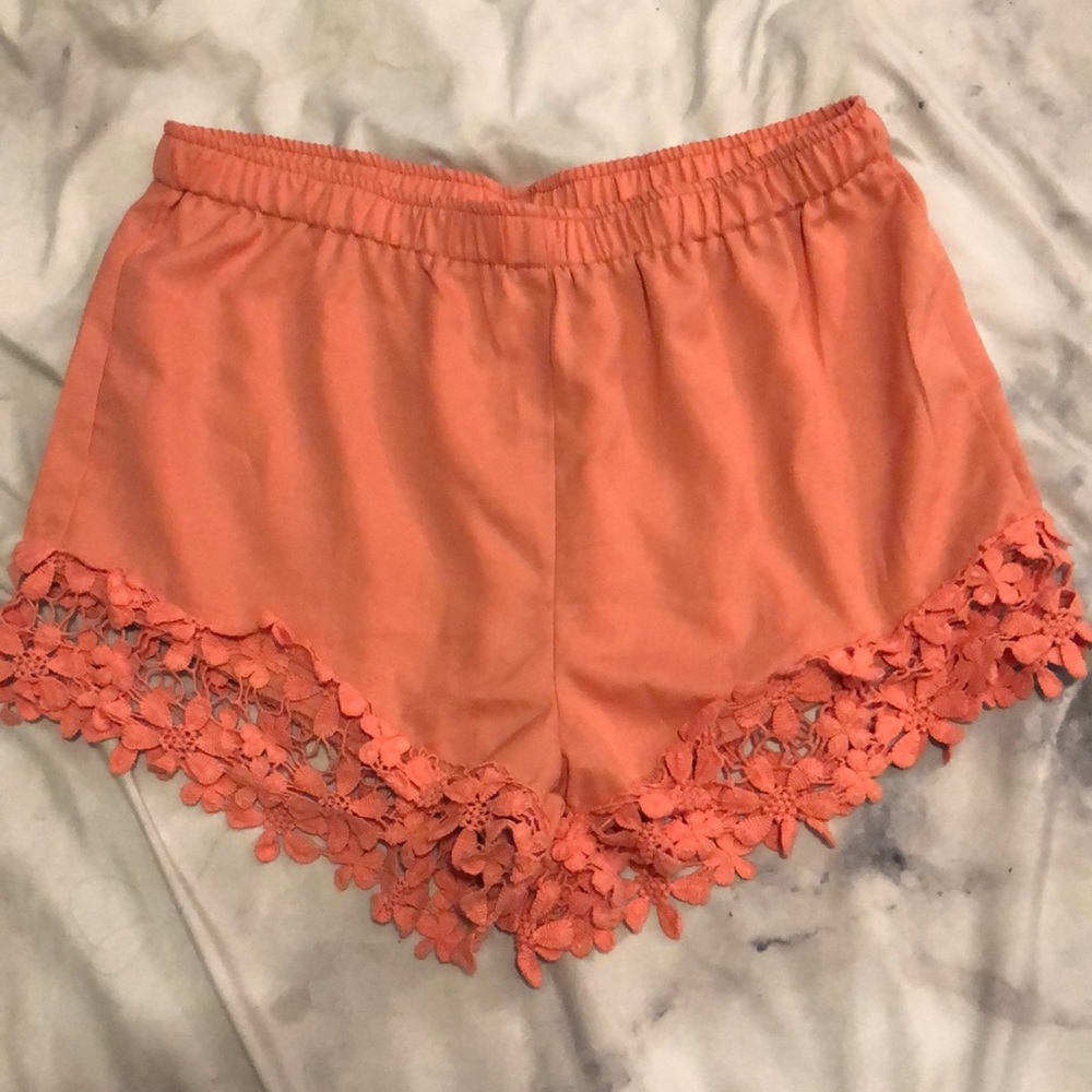 Salmon Fringe Shorts